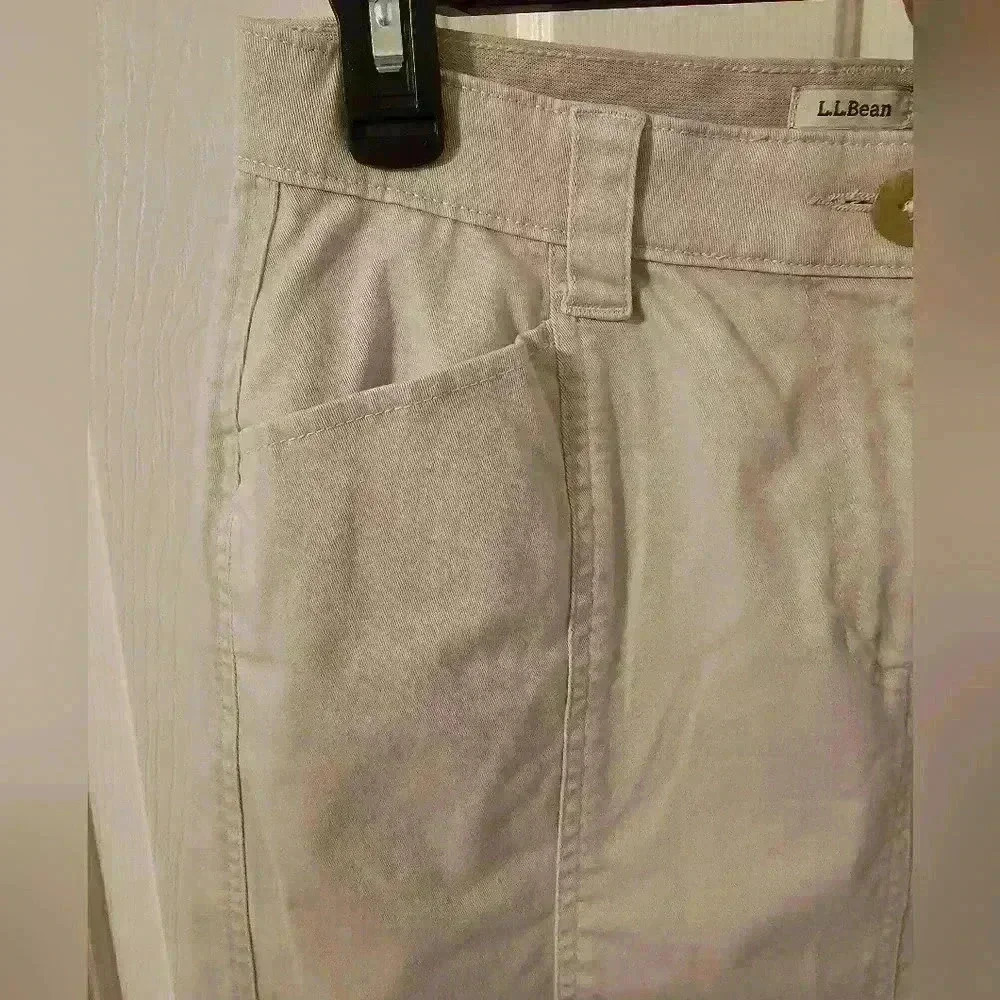 L.L.Bean Khaki Claasic Fit Straight Midi Skirt Size 8 - Picture 4 of 4